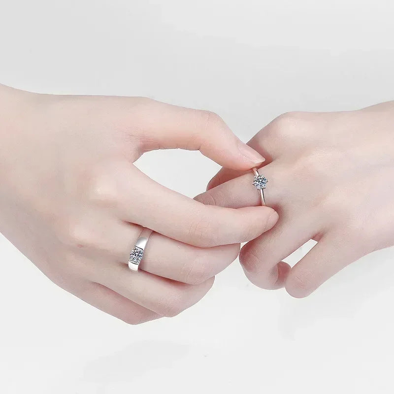 Elegant Design 0.5/1/1.5 Carat Couples Ring, Women and Men