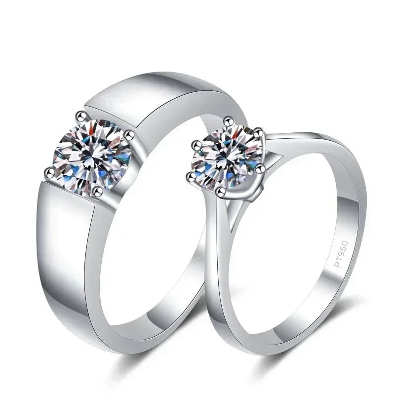 Elegant Design 0.5/1/1.5 Carat Couples Ring, Women and Men