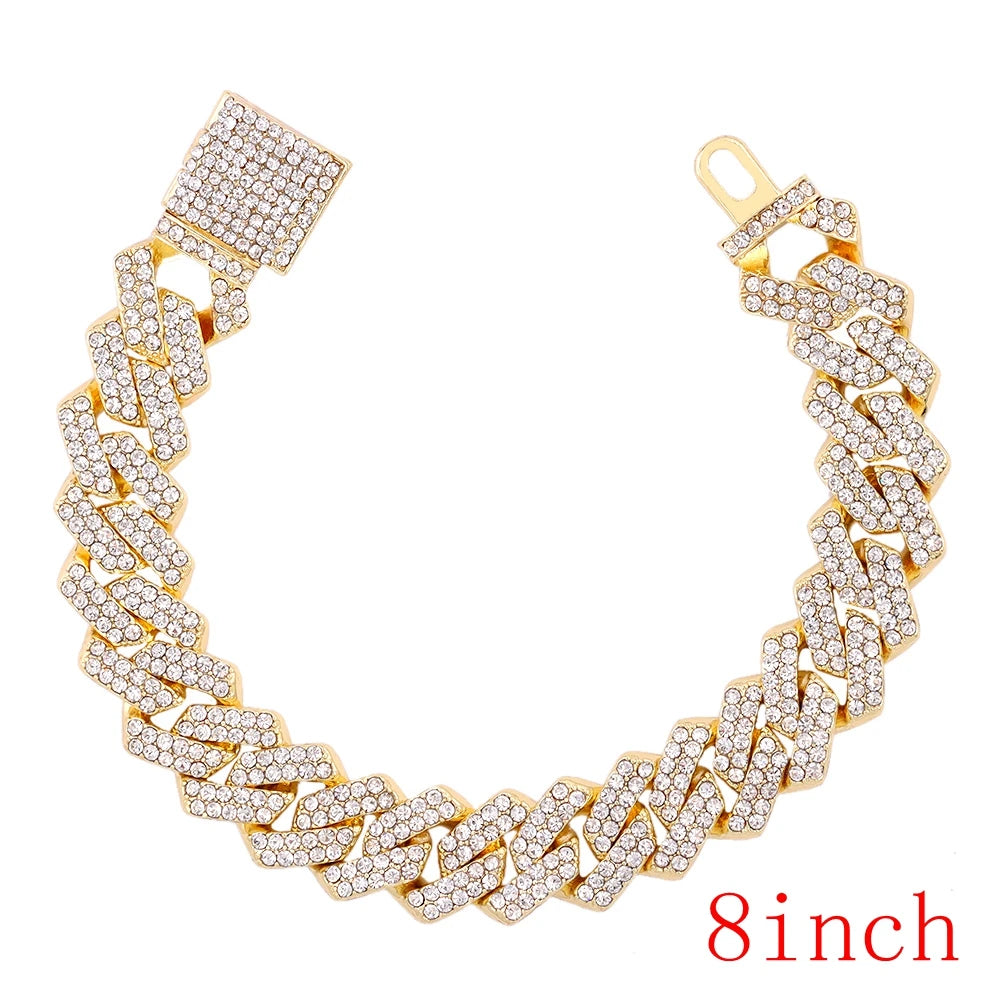 Miami Prong Cuban Link Chain Necklace for Women Gold or Silver2 Row Cuban Choker