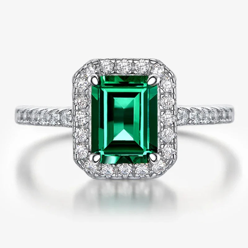 Emerald and Diamond Women's Engagement Ring