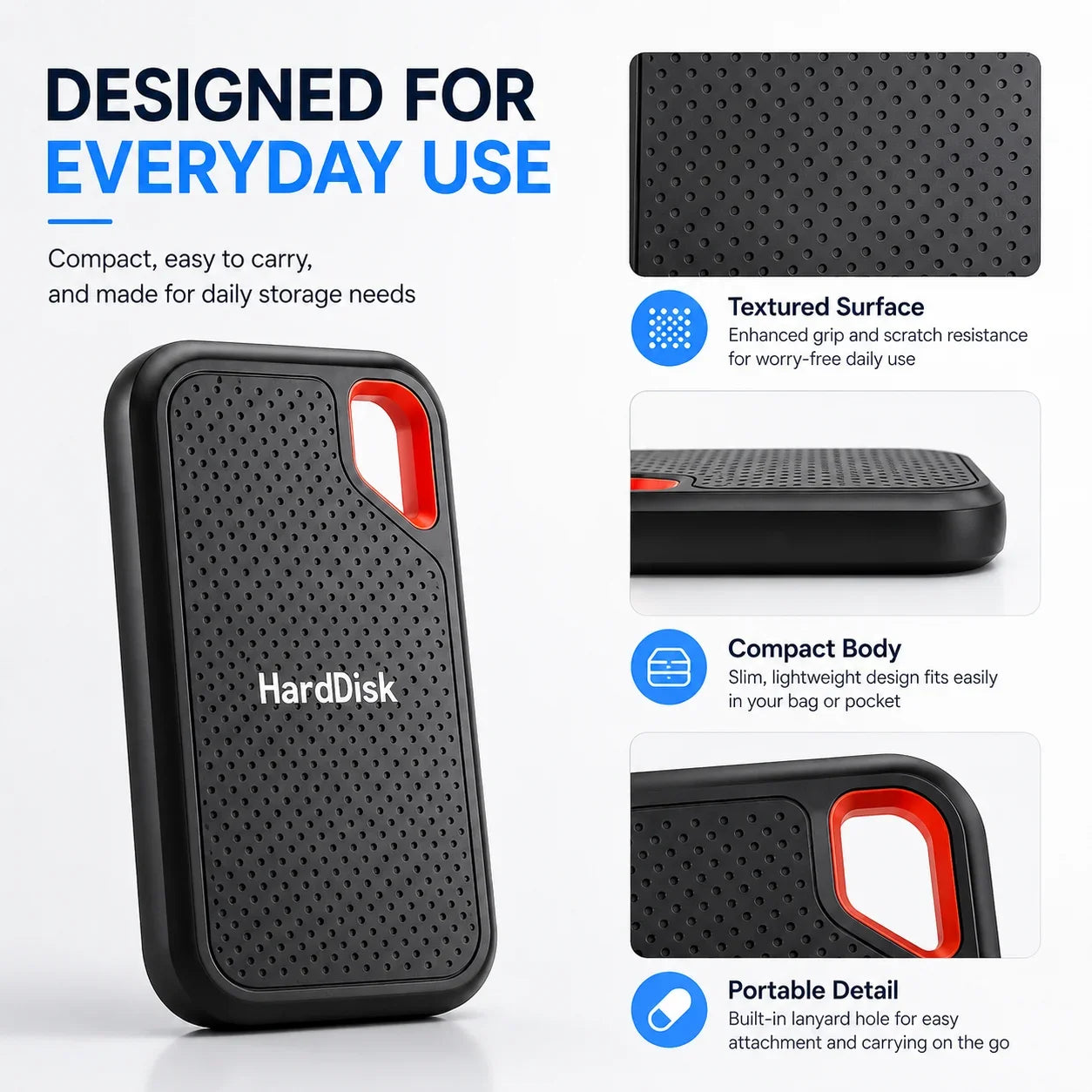 1TB External Hard Drive 2TB Portable SSD USB-C Fast Storage Disk for Laptop Mac PC Phone Photo File Backup