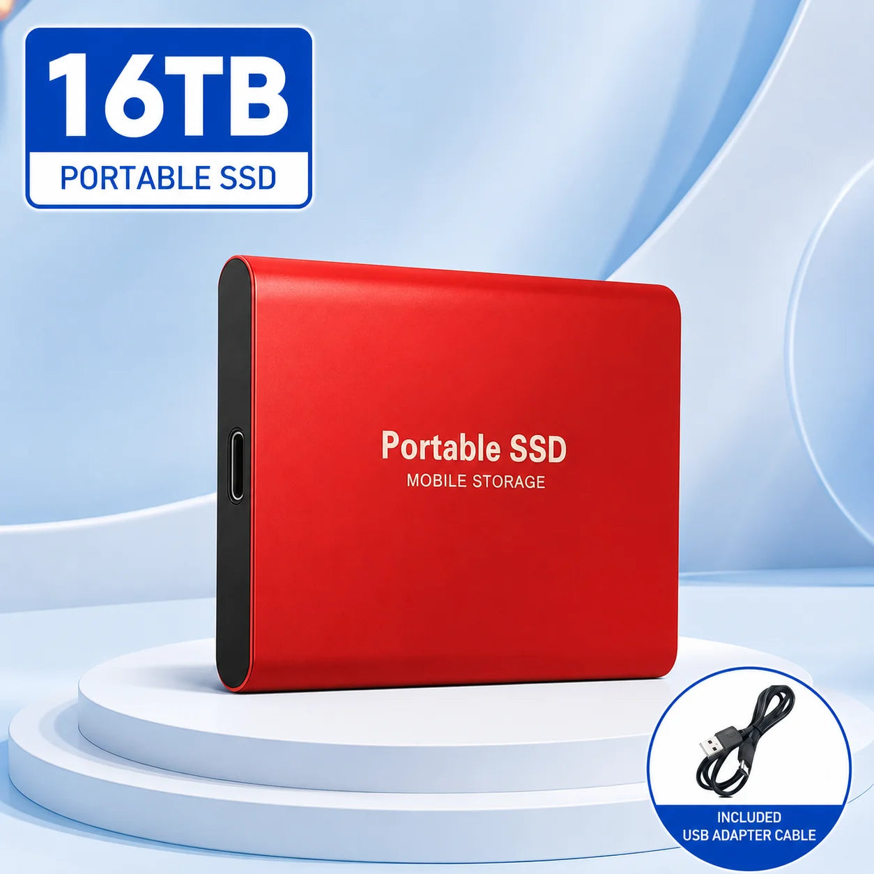 1TB External SSD Portable Hard Drive USB 3.0 Type-C Fast Storage Plug Play for Laptop Mac PC Student Daily Use