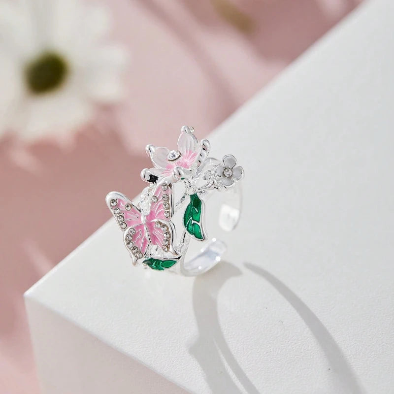 Flower Butterfly Ring