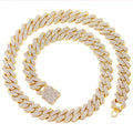 Cuban Link Chain 14MM Prong Diamond Cuban Chain Choker Necklaces for Women or Men