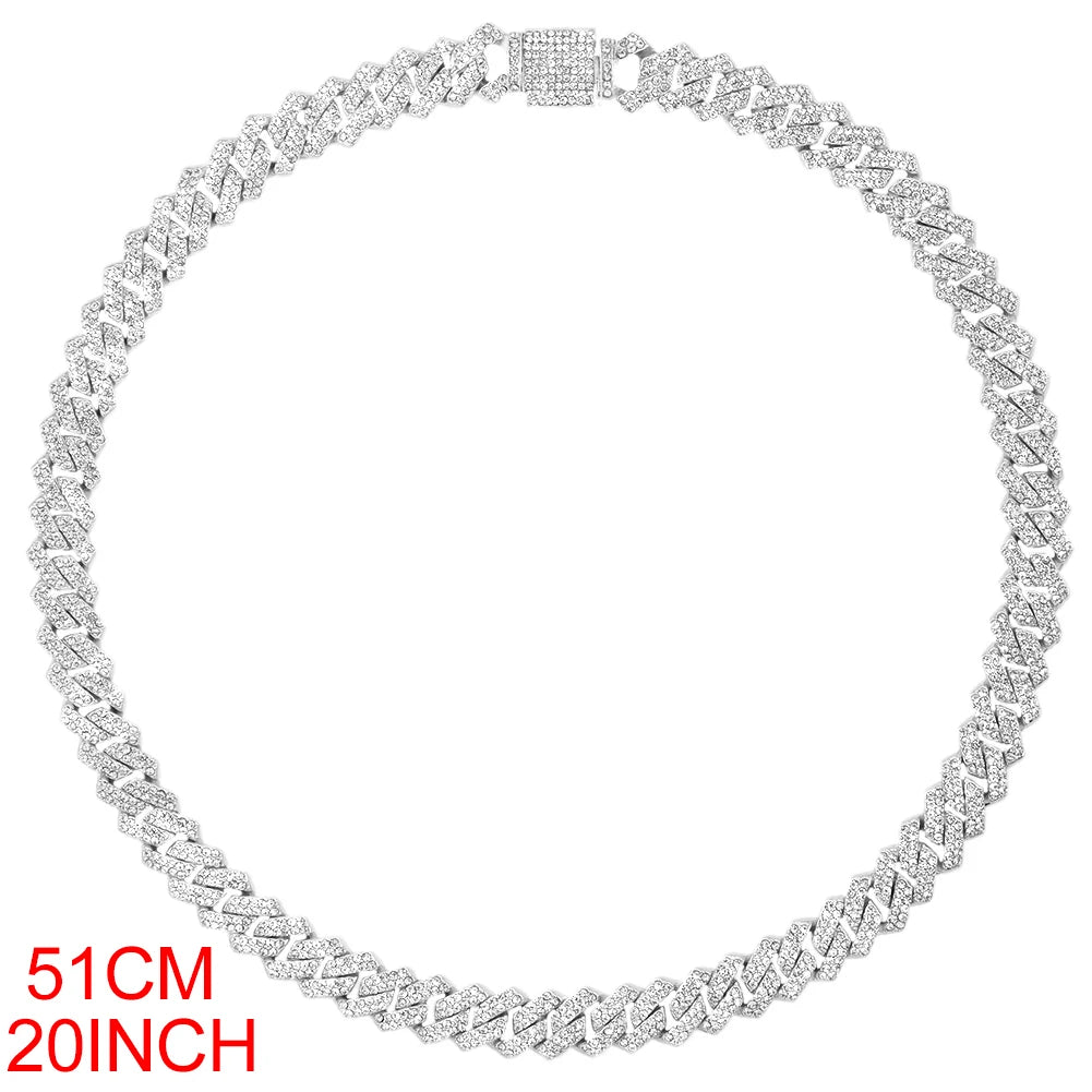 Miami Prong Cuban Link Chain Necklace for Women Gold or Silver2 Row Cuban Choker