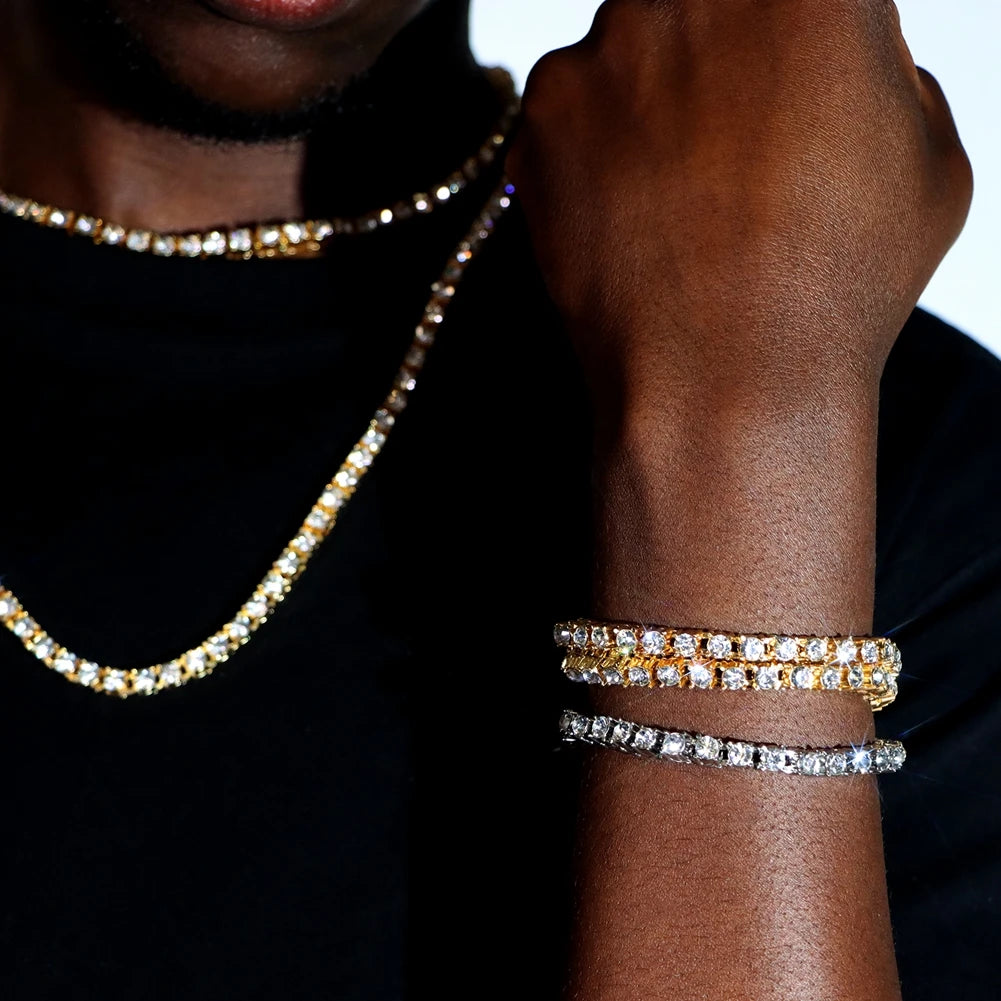 Paved Cuban Link Chain Tennis Necklace Women Men 13/14MM Prong Necklace