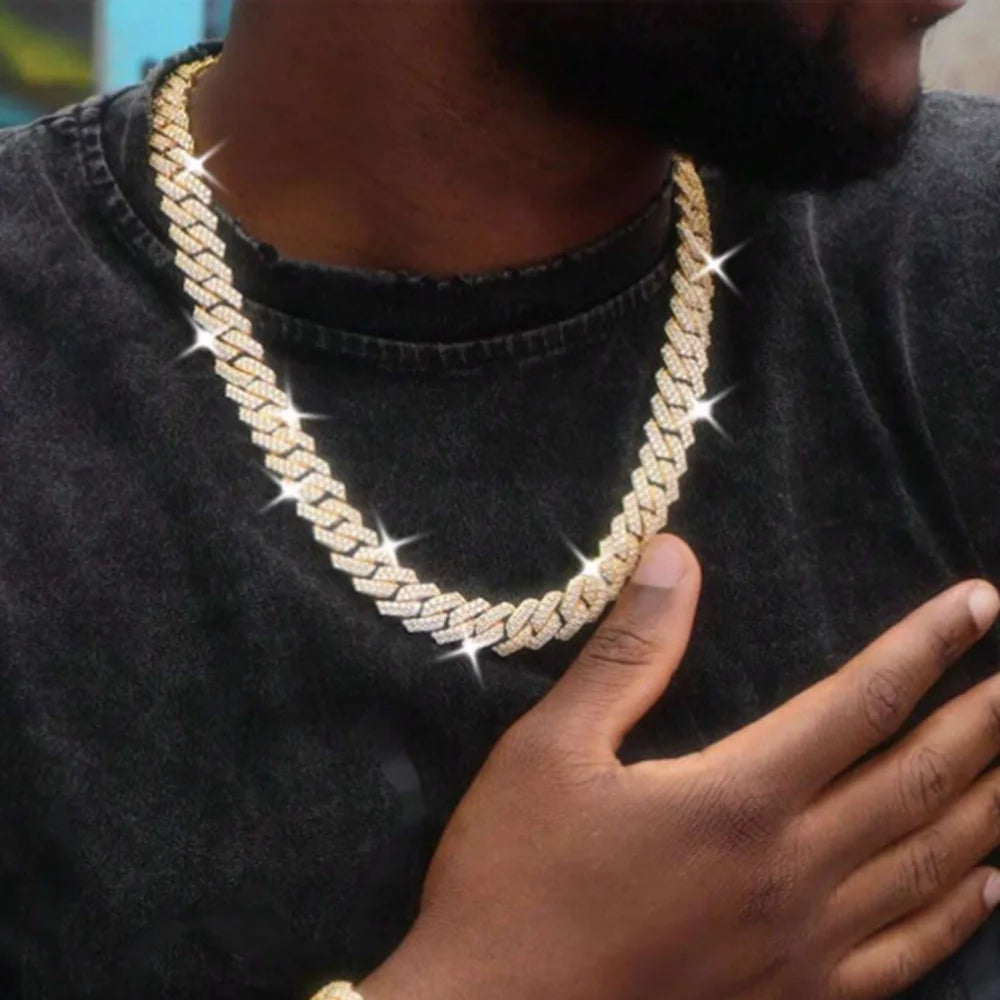 14MM Prong Cuban Link Paved Miami Rhombus Cuban Necklace