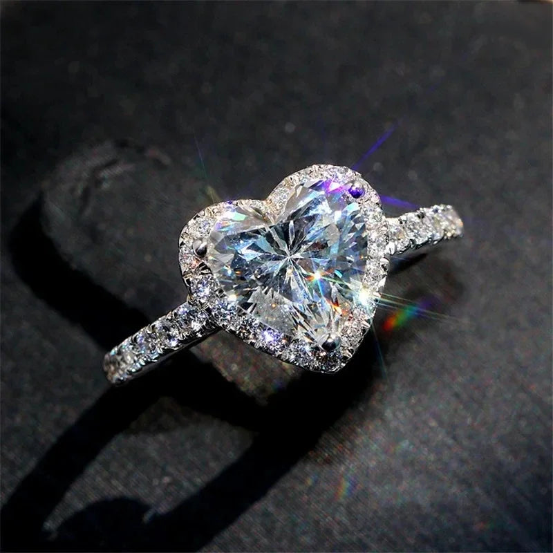 Silver Heart Ring for Women Exquisite Wedding Ring Engagement