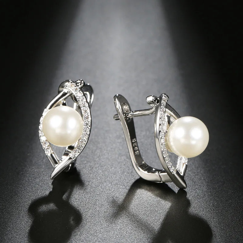Natural Pearl and Diamond Stud Earrings