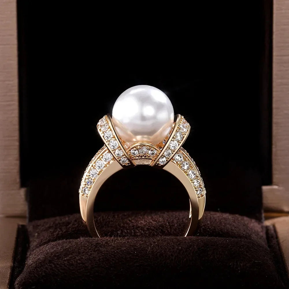 Pearl and Gold Wedding Ring