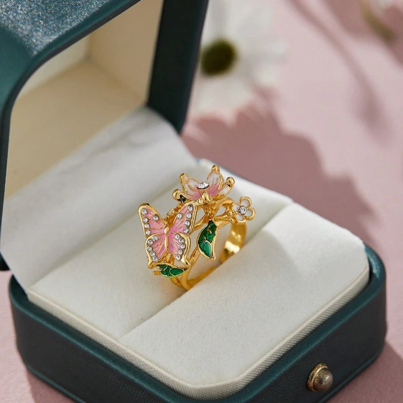 Flower Butterfly Ring