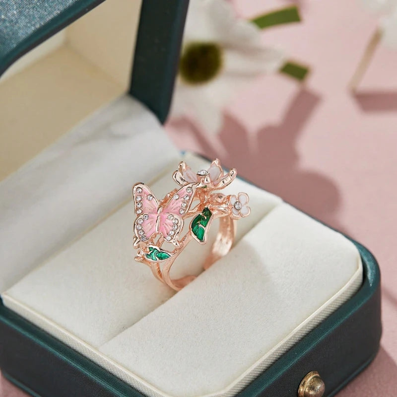 Flower Butterfly Ring