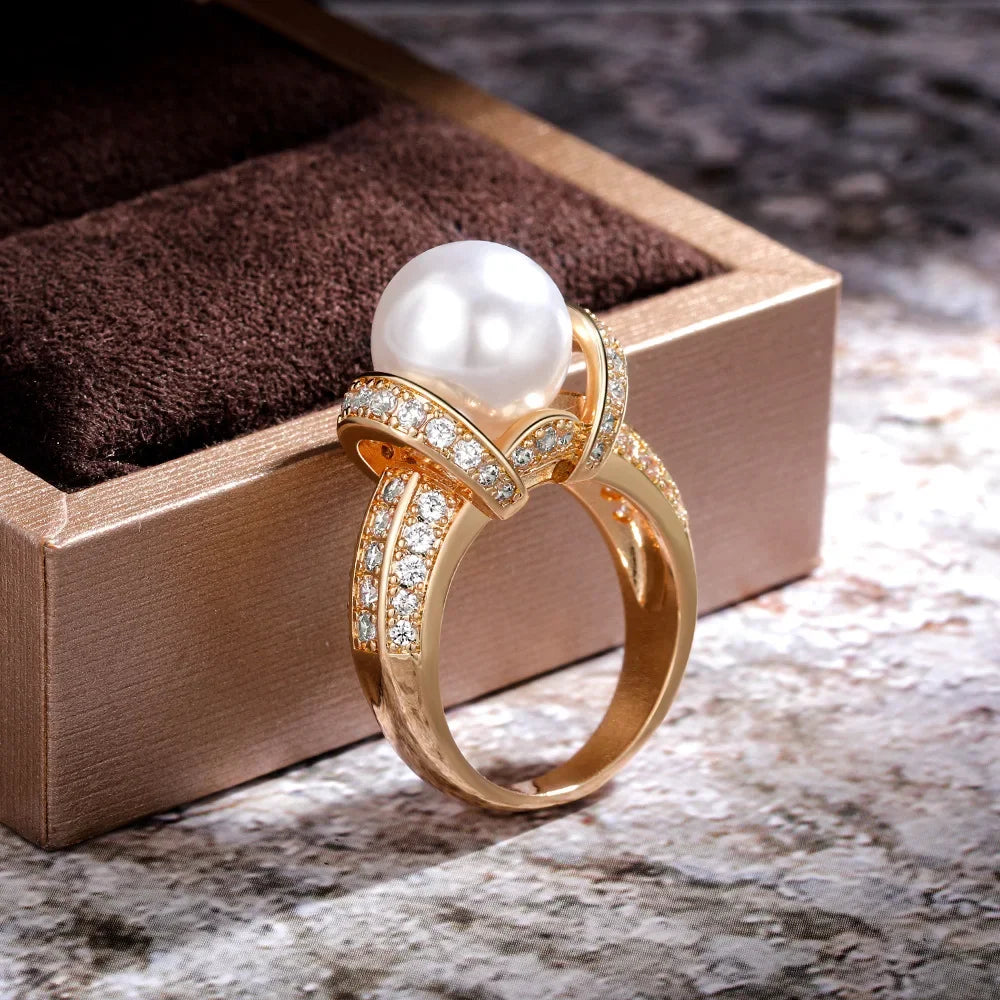 Pearl and Gold Wedding Ring