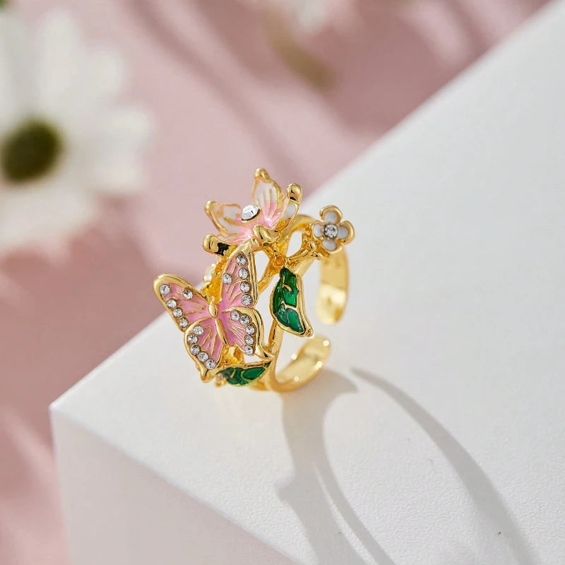 Flower Butterfly Ring
