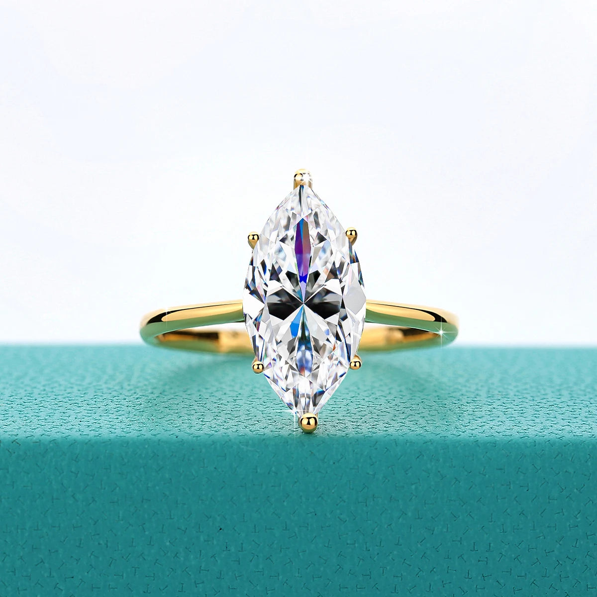 Marquise Ring 14K Gold With A 2 Carat Stone Elegant Wedding Band