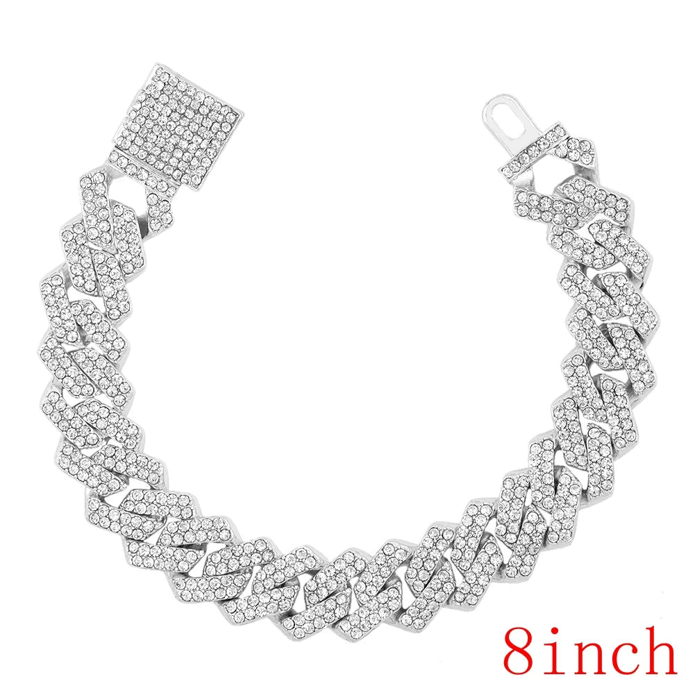 Miami Prong Cuban Link Chain Necklace for Women Gold or Silver2 Row Cuban Choker