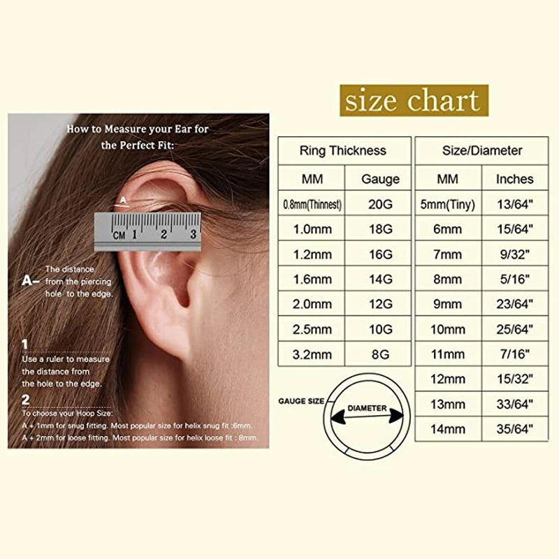 16g Daith Helix Piercing Earrings or Nasal Septum