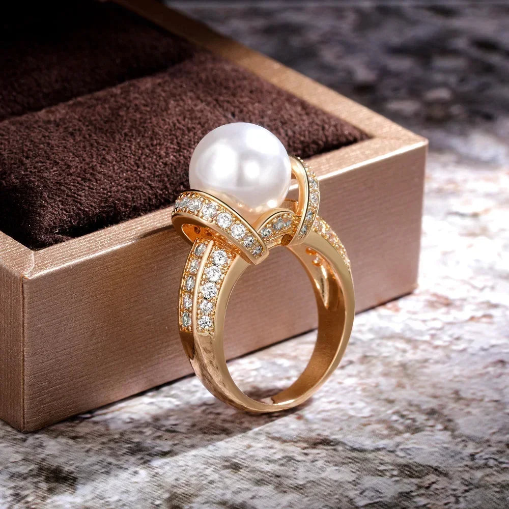 Pearl and Gold Wedding Ring