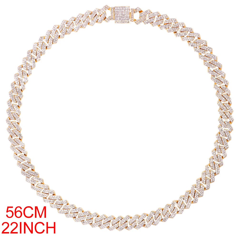 Miami Prong Cuban Link Chain Necklace for Women Gold or Silver2 Row Cuban Choker