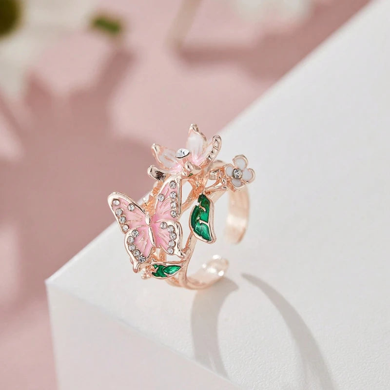 Flower Butterfly Ring