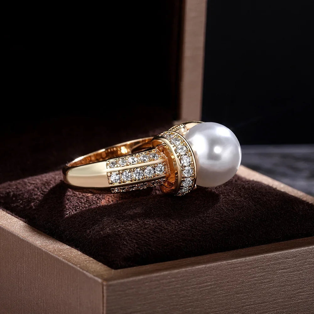 Pearl and Gold Wedding Ring