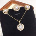 18k Gold and Freshwater Pearl Wedding Set with Bird's Nest Design