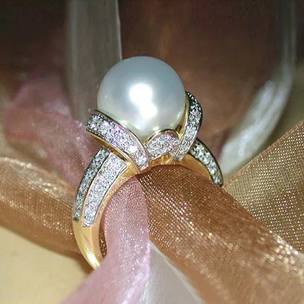 Pearl and Gold Wedding Ring