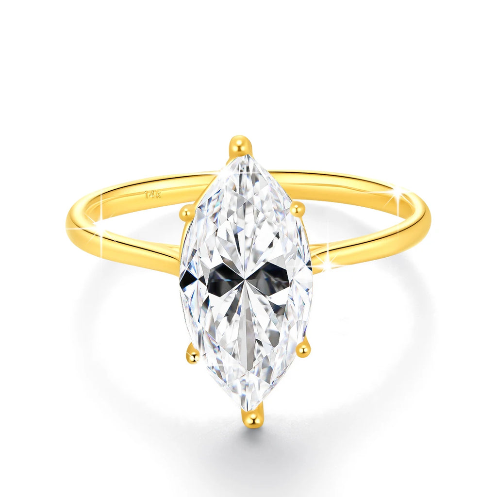Marquise Ring 14K Gold With A 2 Carat Stone Elegant Wedding Band