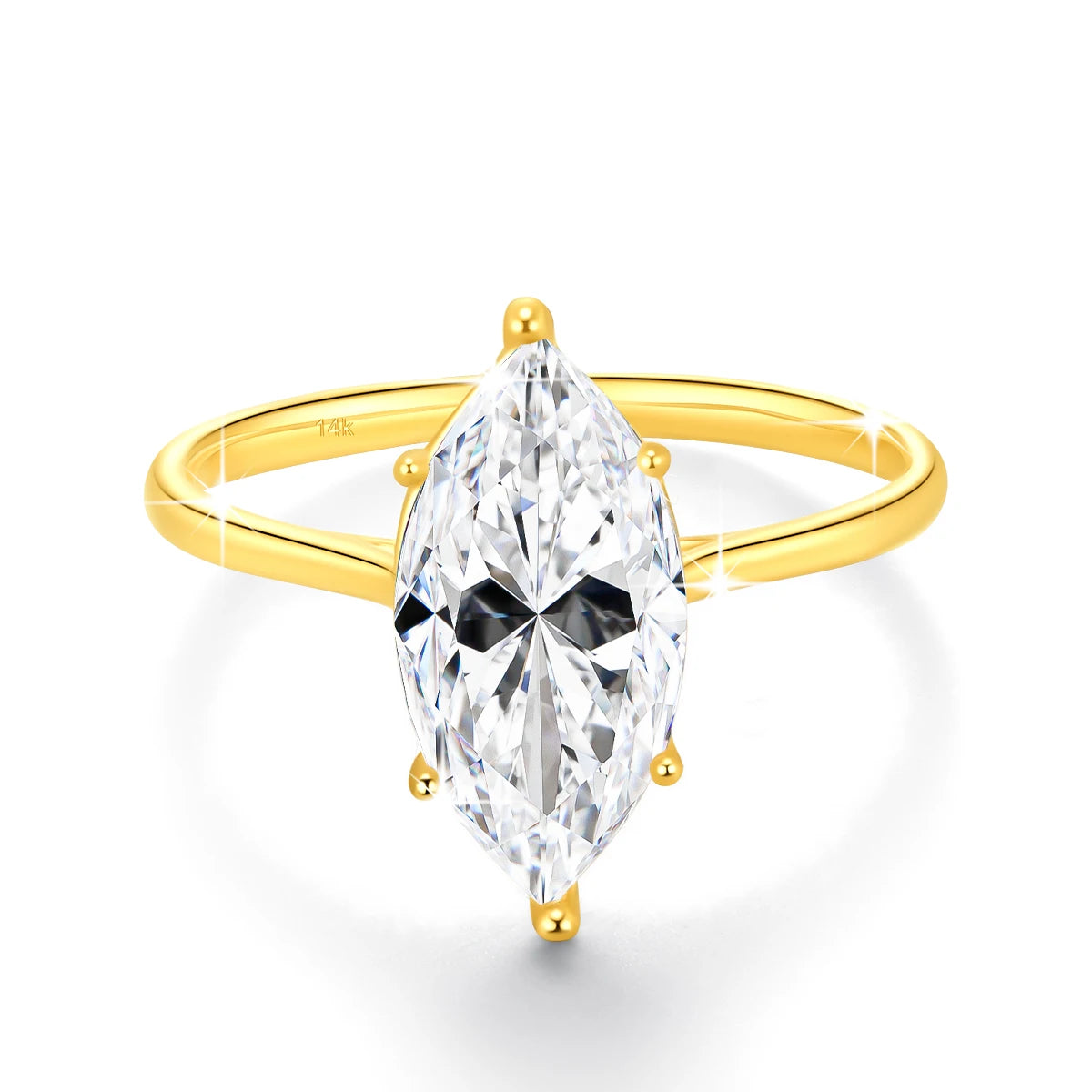 Marquise Ring 14K Gold With A 2 Carat Stone Elegant Wedding Band