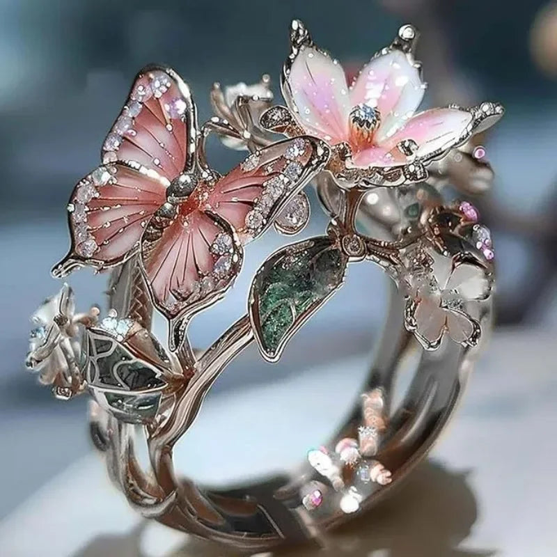 Flower Butterfly Ring