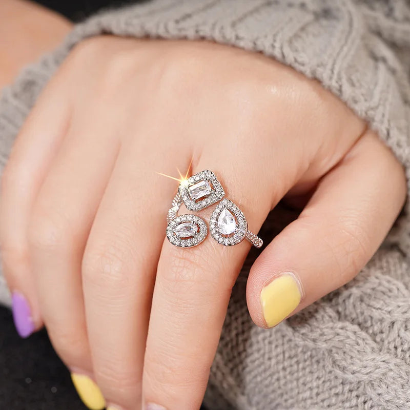 Water-Drop Diamond Engagement Band