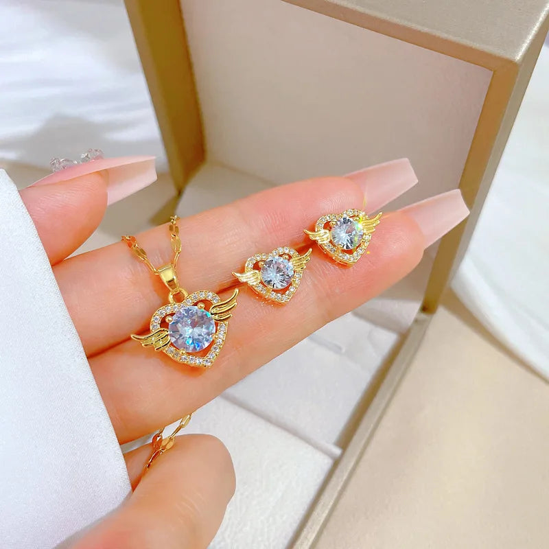 Classic Noble Two-piece Set Earrings And Necklace