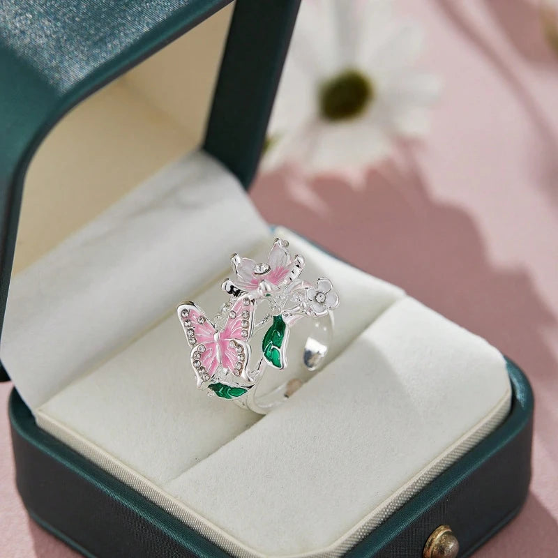Flower Butterfly Ring