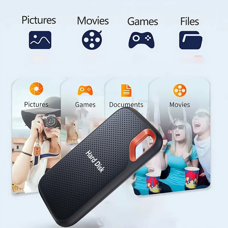 Huge Capacity Portable SSD 128TB High Speed External Hard Drive 1TB Hard Disk 2TB 4TB USB 3.1 Storage Device for Laptop/PC/Phone