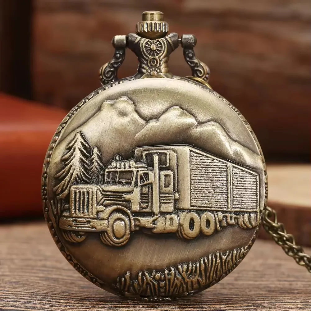 Truck  Steampunk Quartz Pocket Watch For Men