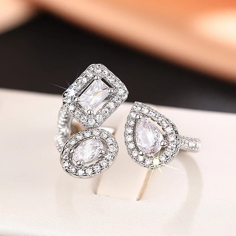 Water-Drop Diamond Engagement Band