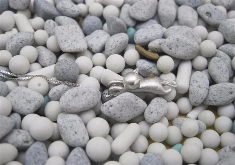 925 Sterling Silver Simple Animal Cute Kitty Clavicle Chain Pendant
