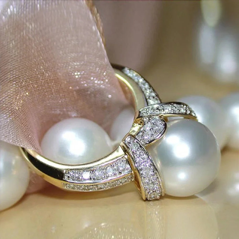 Pearl and Gold Wedding Ring