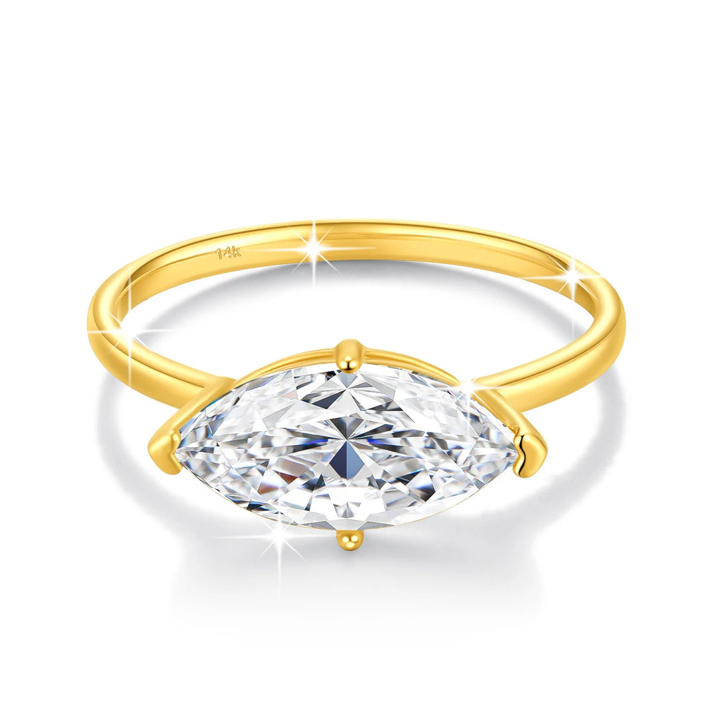Marquise Ring 14K Gold With A 2 Carat Stone Elegant Wedding Band