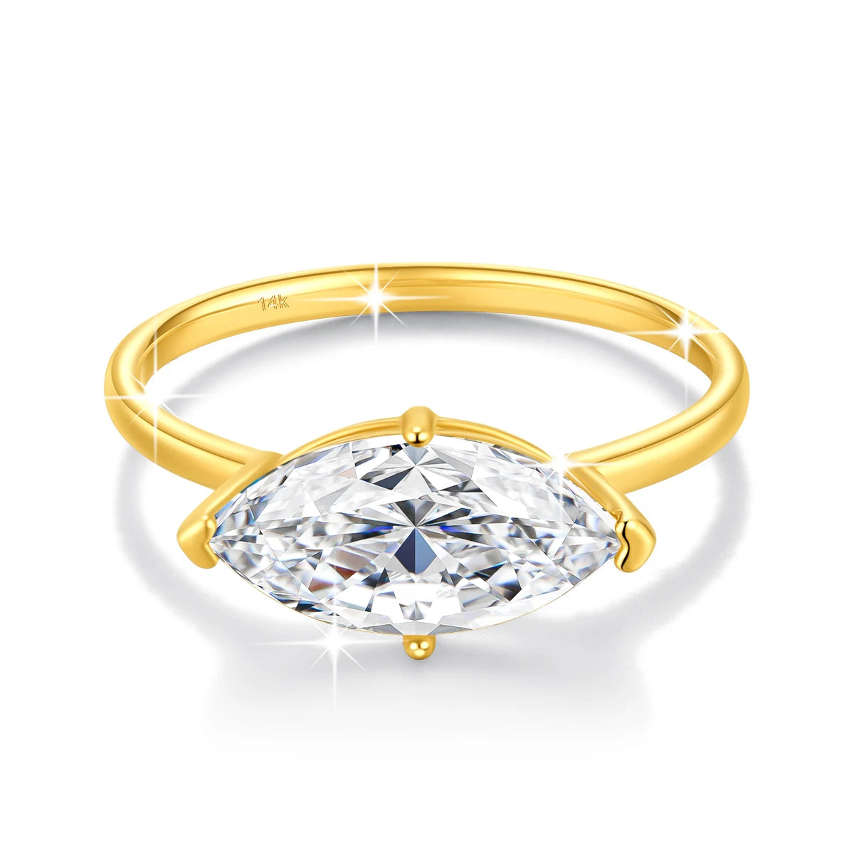 Marquise Ring 14K Gold With A 2 Carat Stone Elegant Wedding Band
