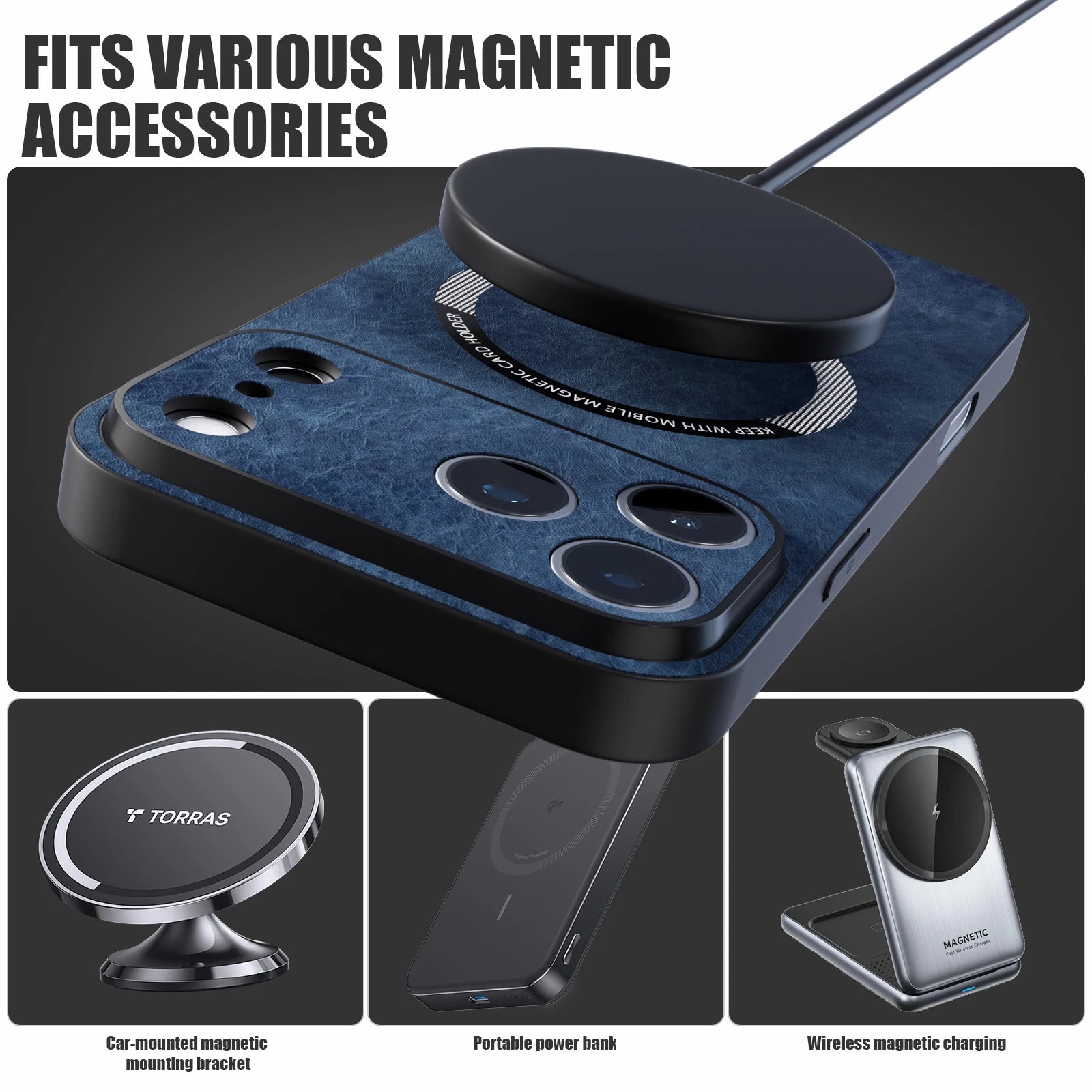 Wallet Case for Apple iPhone 17 16 15 14 13 Pro/Pro Max/Plus Series, 2 in 1 Strong Magnetic Detachable, Shockproof Phone Case Slim Leather Phone Stand