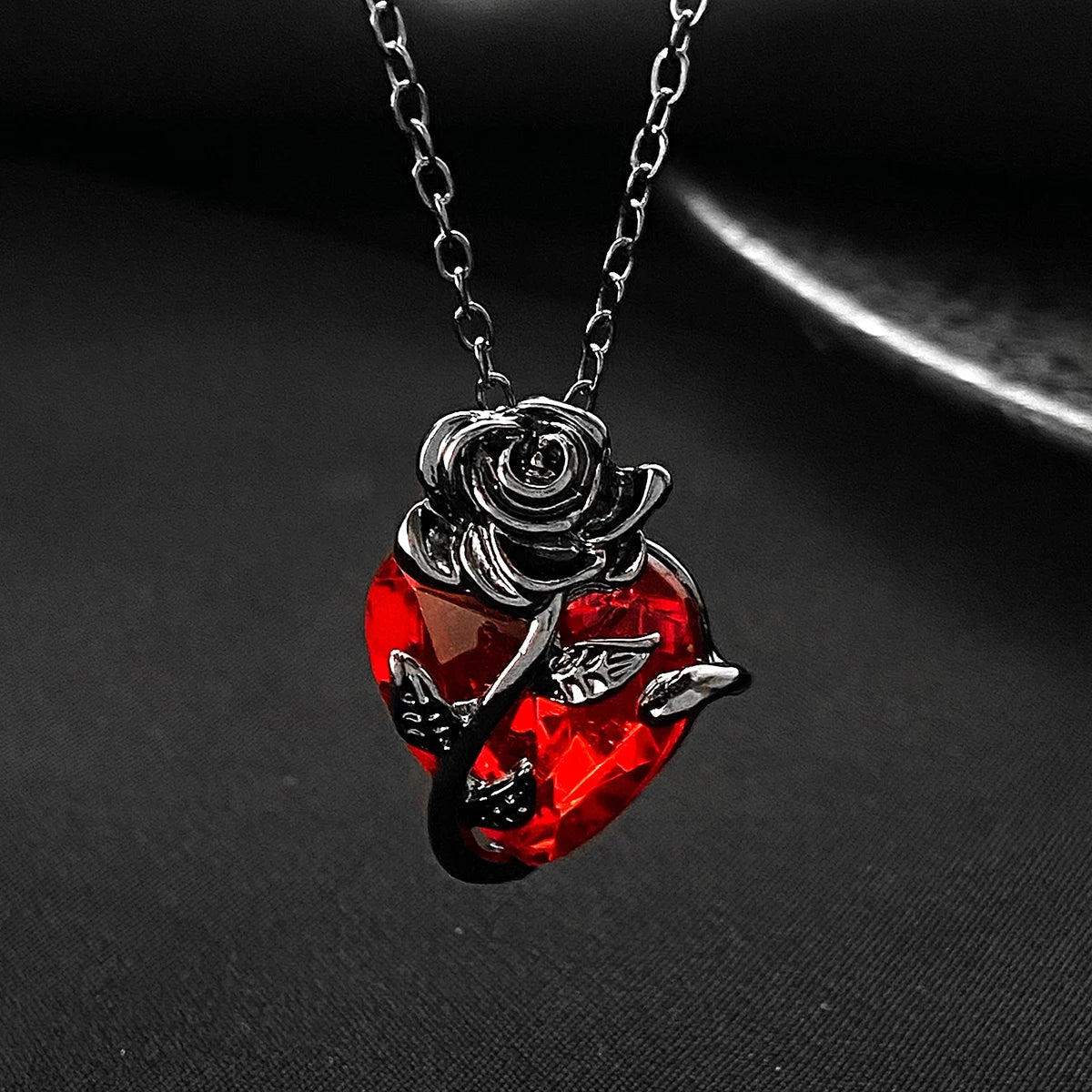 Gothic Rose Red Love Necklace Women's