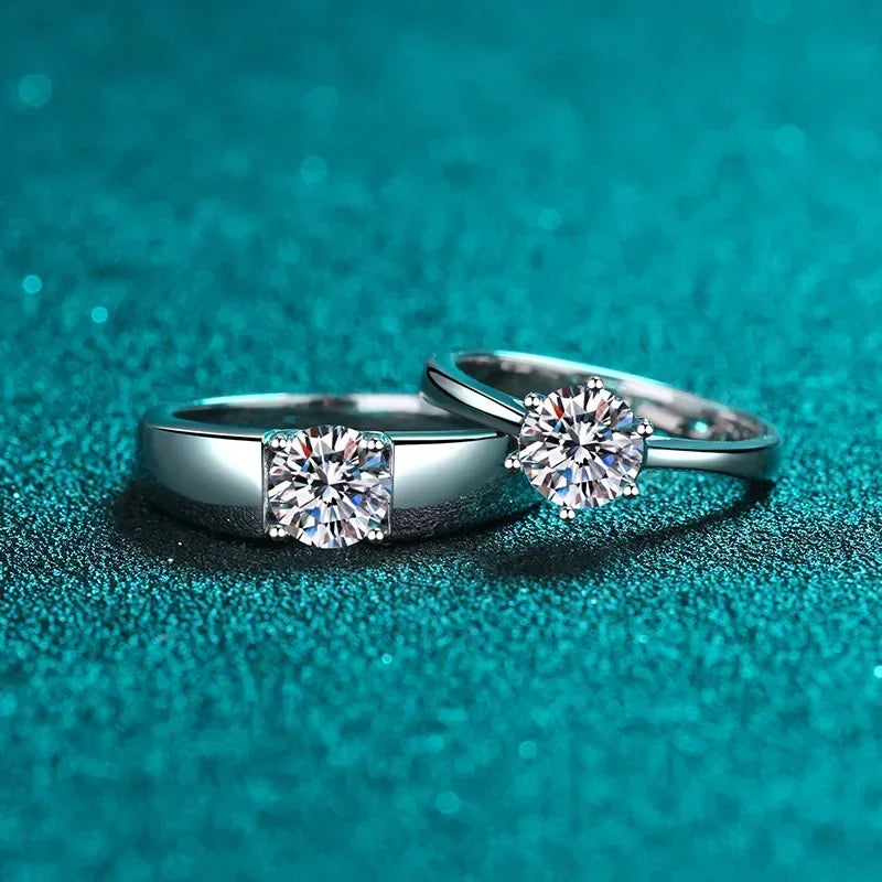 Elegant Design 0.5/1/1.5 Carat Couples Ring, Women and Men