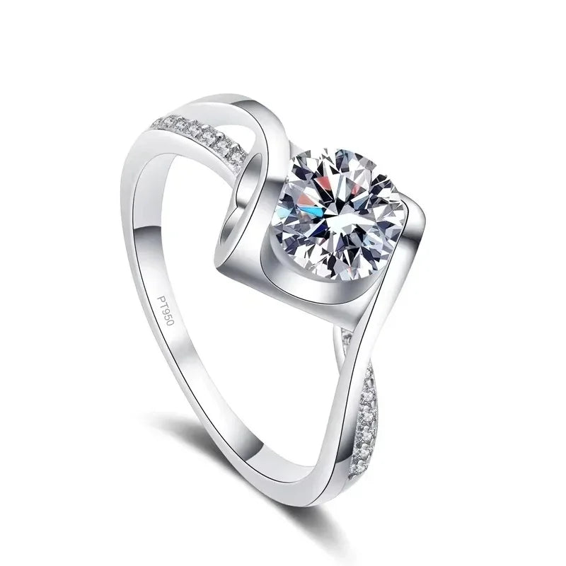 Platinum 1CT- 0.5CT  Rings Girl Angel's Kiss Micro inlaid Diamond Ring Engagement