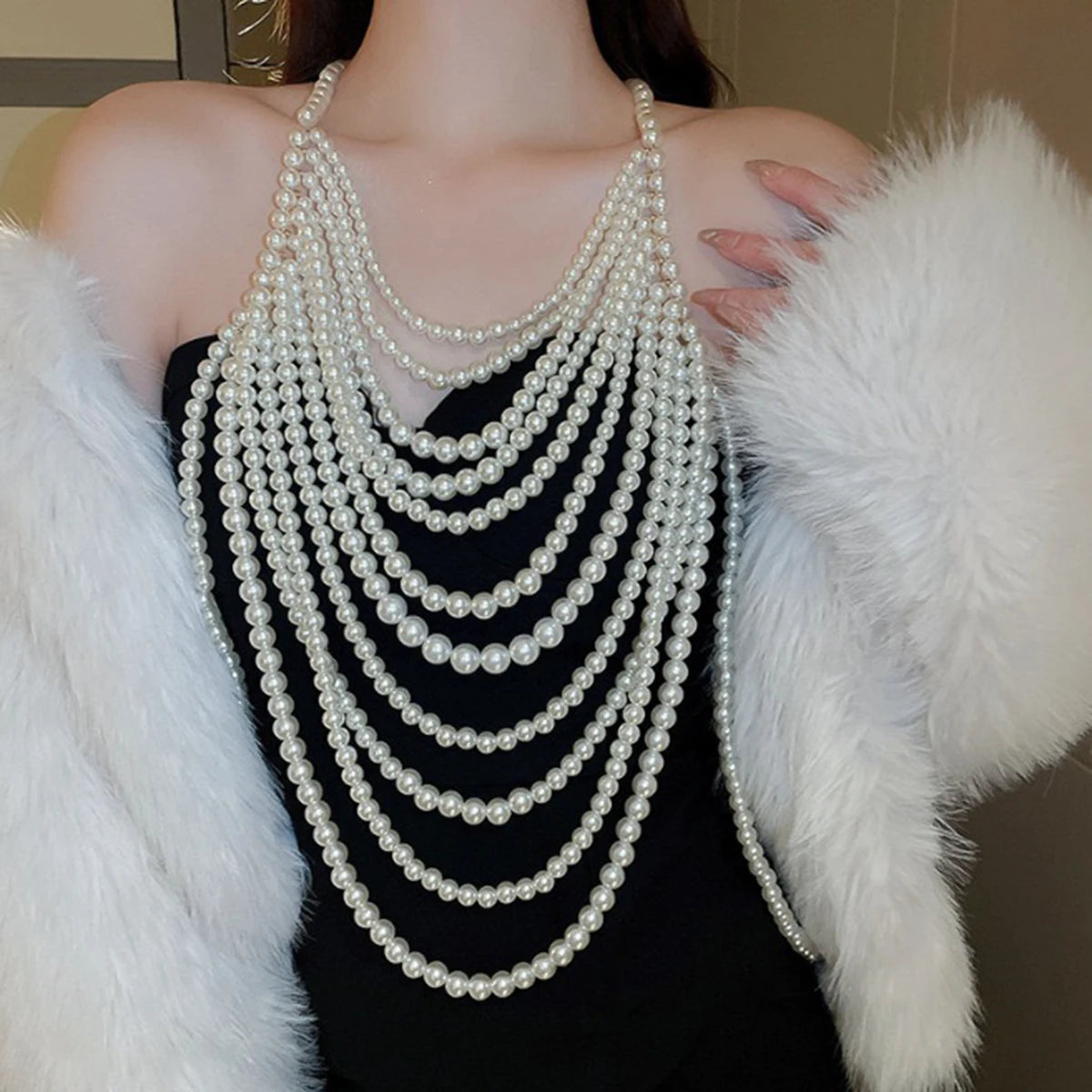  Luxury Handmade Beaded Bridal Shoulder Body Jewelry Chain,