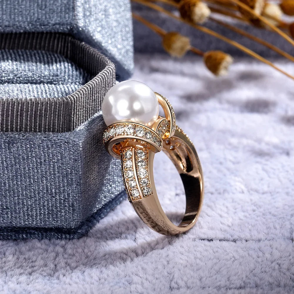 Pearl and Gold Wedding Ring