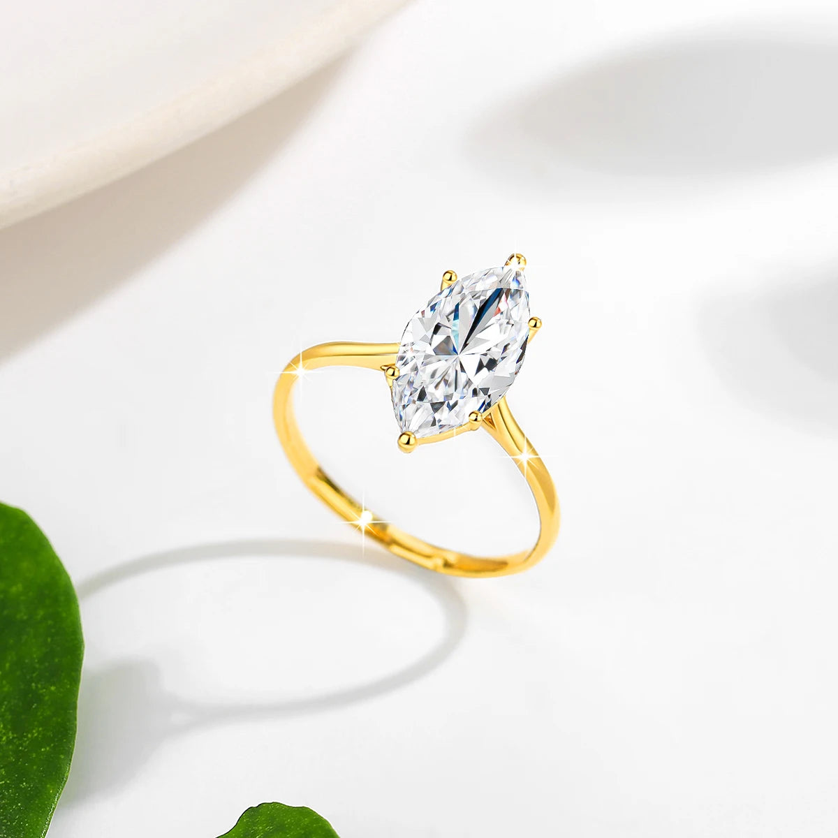 Marquise Ring 14K Gold With A 2 Carat Stone Elegant Wedding Band