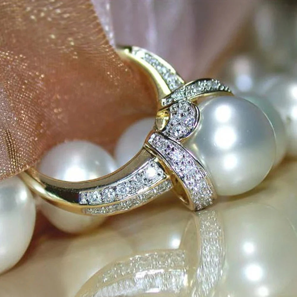 Pearl and Gold Wedding Ring