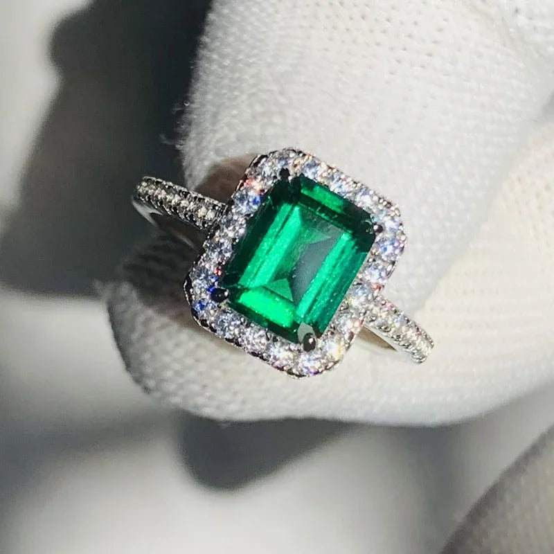 Emerald and Diamond Women's Engagement Ring