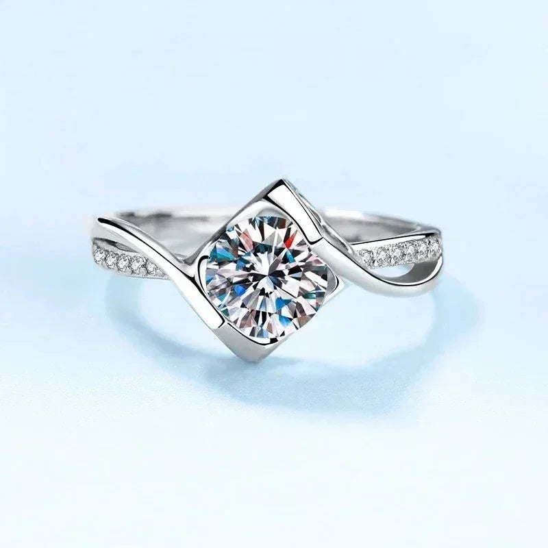 Platinum 1CT- 0.5CT  Rings Girl Angel's Kiss Micro inlaid Diamond Ring Engagement